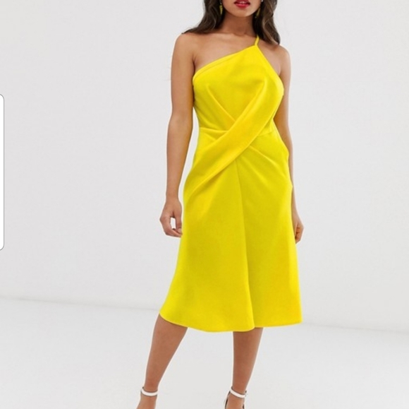 ASOS Petite Dresses & Skirts - ASOS DESIGN Petite midi dress with one shoulder in